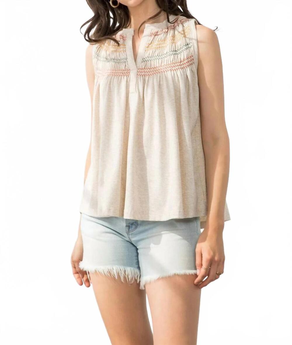 NEW THML smocked sleeveless knit top in cream